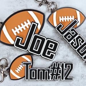 Football Bag Tag - Customizable Name Tag for Sports Bag or Backpack - Gift For Football Player - Football Team Gift - Football Coach Gift