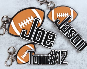 Football Bag Tag - Customizable Name Tag for Sports Bag or Backpack - Gift For Football Player - Football Team Gift - Football Coach Gift