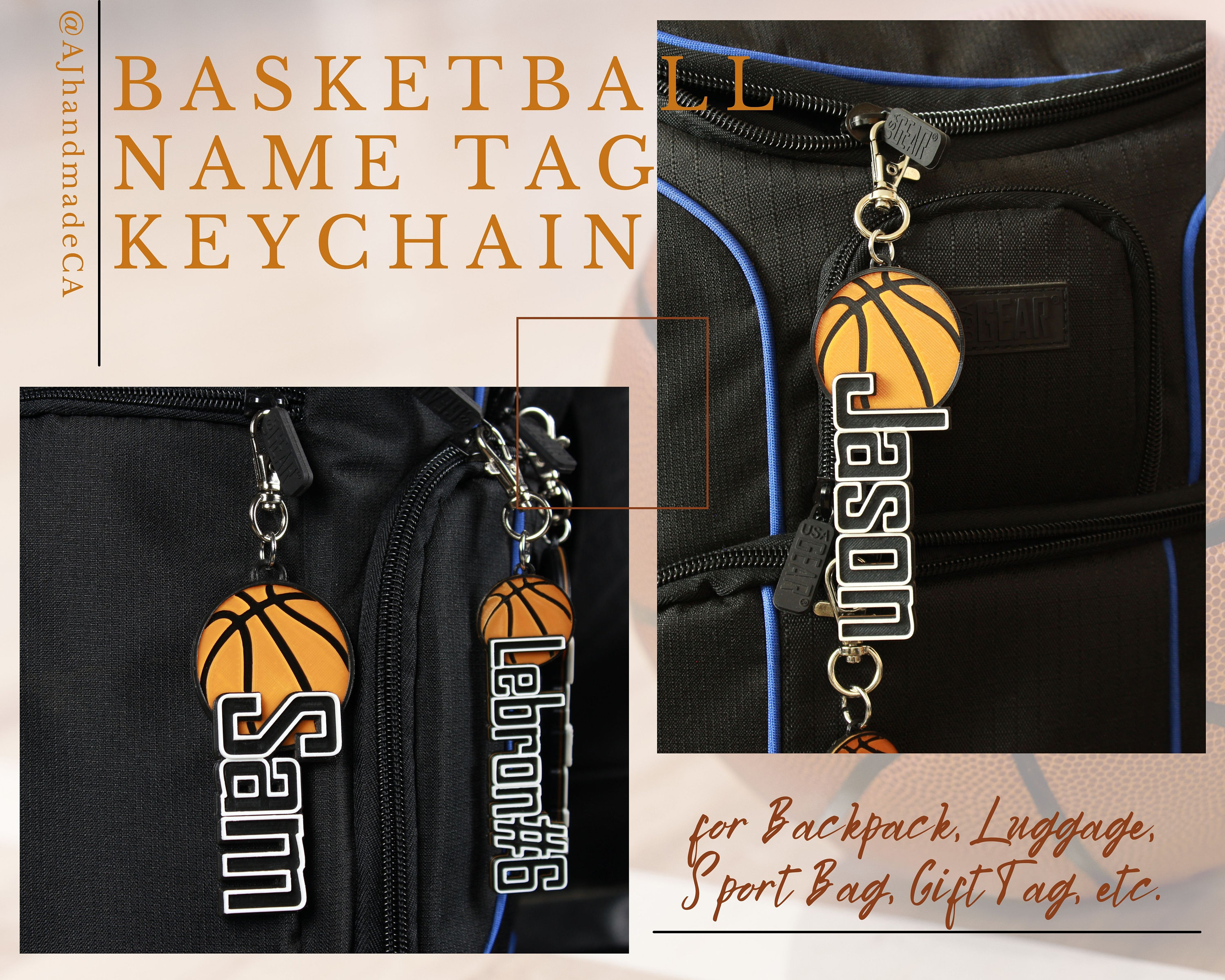 Personalized Basketball Keychain. Basketball Name Tag Keychain ...