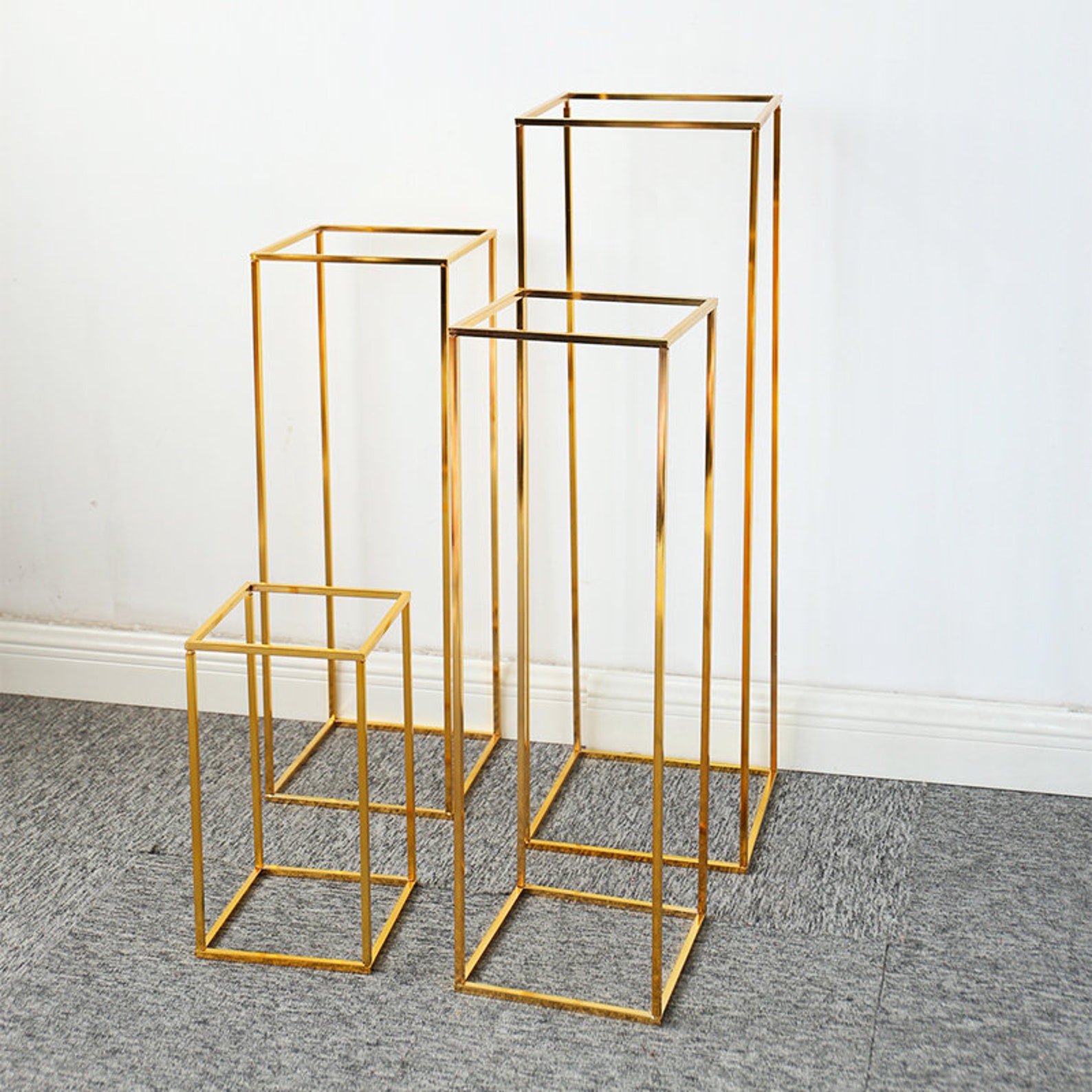 Gold Flower Stand For Wedding Rectangular Table Floral Stands Etsy