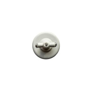 Rotary Light Switch Porcelain Loft Retro Type - 3 Crossing Surface Mounted Vintage Cottage Ceramic White