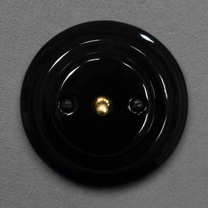 Svart porslinsvippströmbrytare, 1-vägs, infälld montering i vintagestil