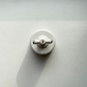 Interruptor de luz rotativo porcelana loft retro tipo 2 duplo unidirecional superfície montada vintage cottage cerâmica branca