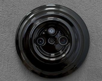 TV SAT Koaxialuttag Retro Svart Porslin Keramik Vägguttag Infälld TV-antenn Kabelanslutning Väggmonterad Armaturer