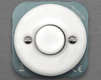 Wit porseleinen dimmer-element, fase-afsnijding tweeweg (wisseldimmer), vintage stijl inbouw