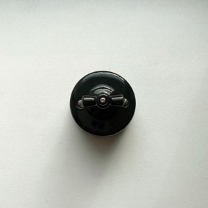 Rotary Light Switch Porcelain Loft Retro Type - 3 Crossing Surface Mounted Vintage Cottage Ceramic Black