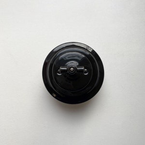 Interruptor de luz giratório porcelana loft retrô único bidirecional embutido vintage cottage cerâmica preto