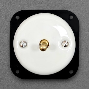 White Porcelain Toggle Light Switch Insert, 1-Gang Two-Way, Vintage Style Flush Mount
