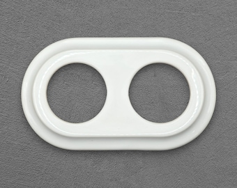 Zweifache weiße Porzellan-Abdeckplatte, Unterputz im Vintage-Stil