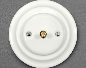 Interrupteur à bascule en porcelaine blanche, simple va-et-vient, plafonnier de style vintage