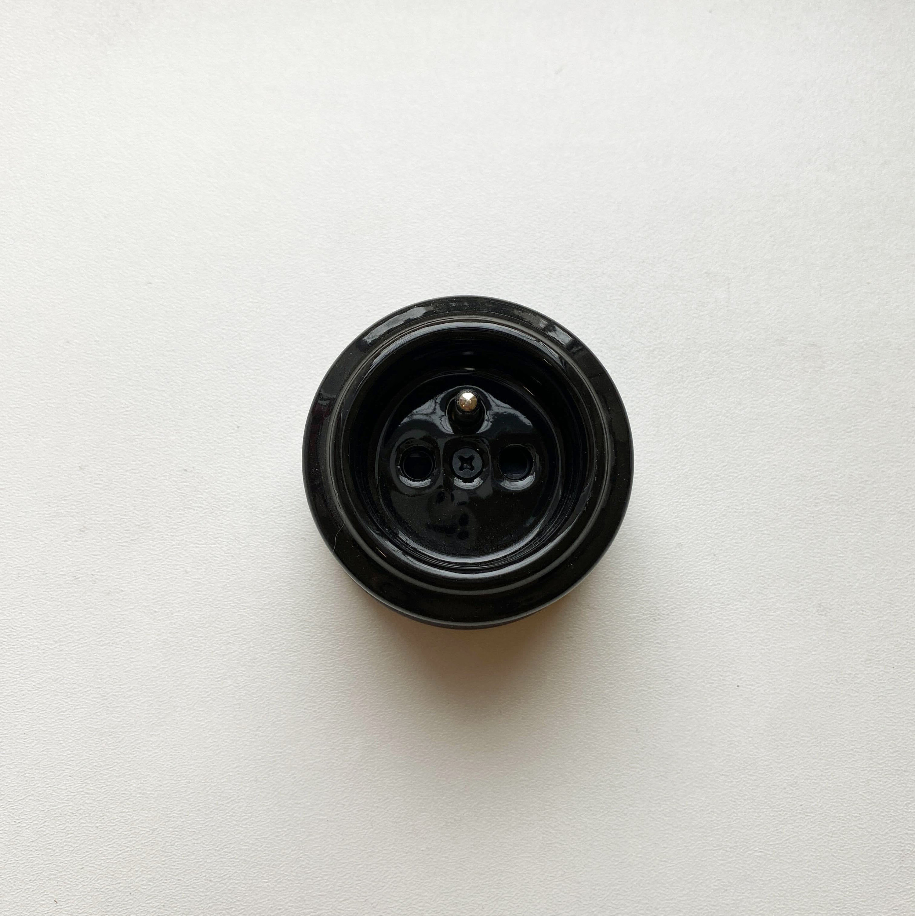 Power Socket Porcelain Loft Retro Electrical French Schuko Surface Mounted Vintage Cottage Ceramic Black