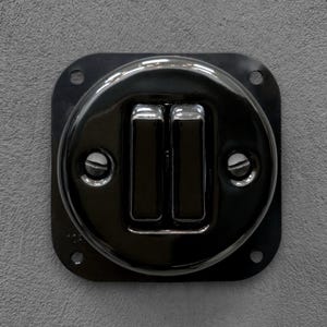 Insert pour interrupteur à bascule mince en porcelaine noire, 2 voies bidirectionnelles, style vintage encastré