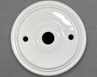 Roseta de teto em porcelana branca de formato plano, 70×25 mm, estilo vintage, montagem de superfície