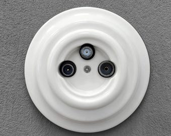 TV SAT Koaxialuttag Retro Vitt Porslin Keramik Vägguttag Infälld TV-antenn Kabelanslutning Elektrisk del