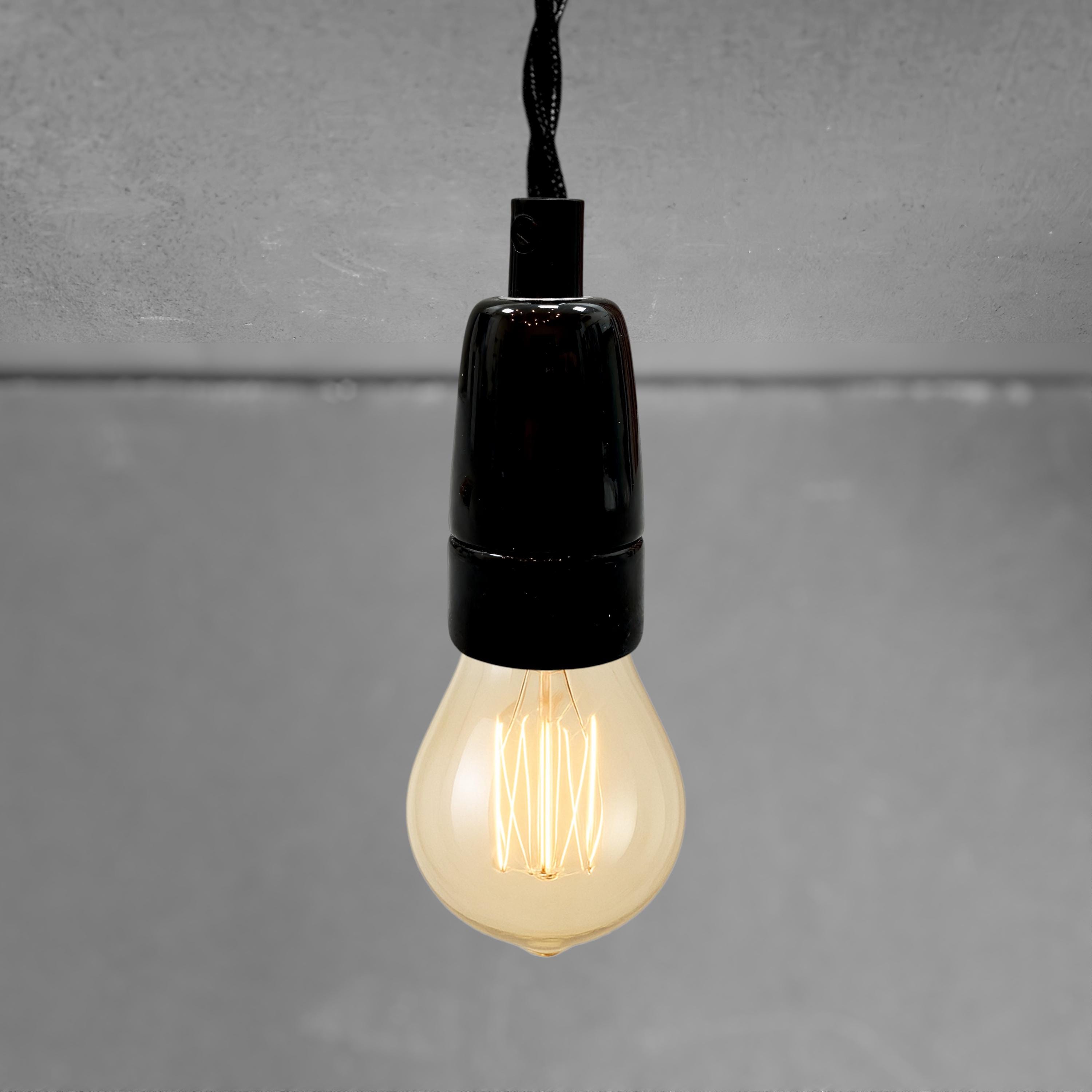 Screw Bulb Socket E14 Lamp Holder 45x65mm Retro Black Porcelain