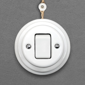 Ceramic Wall Switch Intermediate Retro White Porcelain Rocker Light Switch Surface Mount Farmhouse Cottagecore Style Outlets Fixtures
