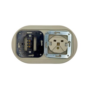 White Porcelain French Power Socket + Light Switch SET, 1-Gang Two-Way, Vintage Style Flush Mount image 7