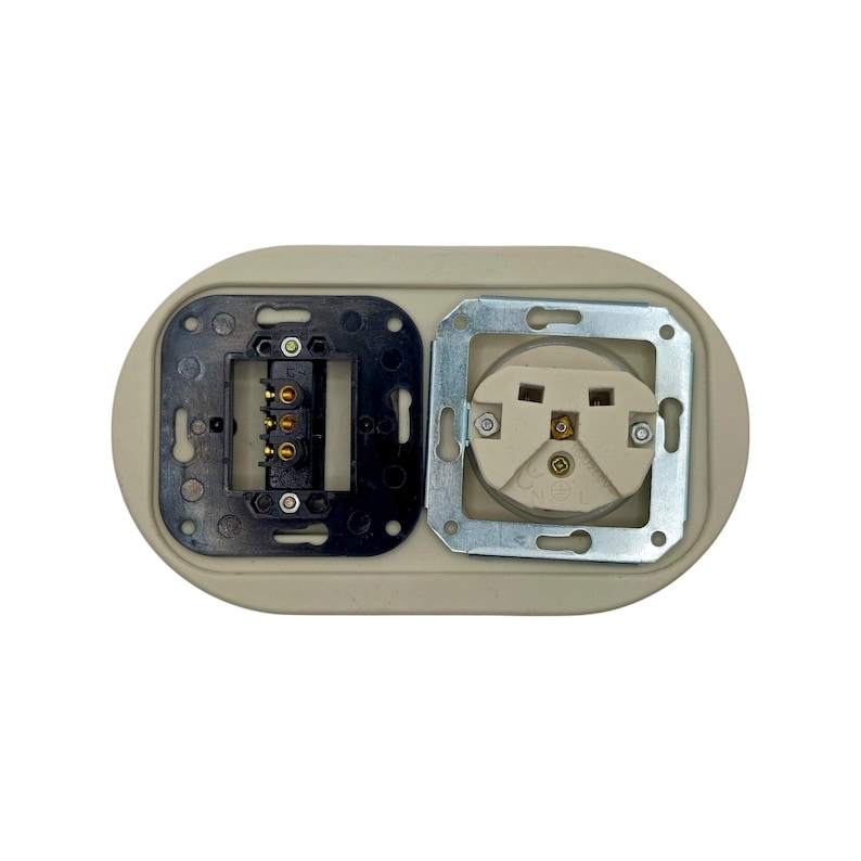 White Porcelain French Power Socket + Light Switch SET, 1-Gang Two-Way, Vintage Style Flush Mount image 7