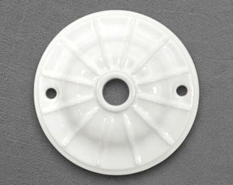 White Porcelain Lined Ceiling Rose, 70x20mm, Vintage Style Surface Mount