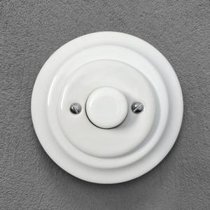 Wit porseleinen dimmer lichtschakelaar, faseafsnijding in twee richtingen, vintage stijl verzonken montage