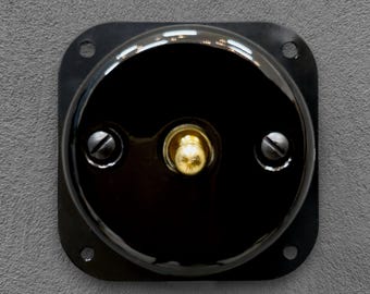 Black Porcelain Toggle Light Switch Insert, 1-Gang Two-Way, Vintage Style Flush Mount