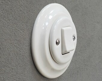 Interrupteur Vintage Porcelaine Céramique – 3A 250V, Bon état