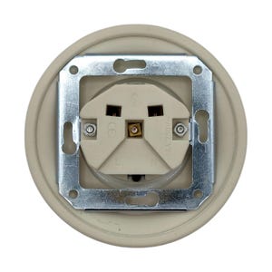 Weiße Schuko-Steckdose aus Porzellan, Vintage-Stil Unterputz Bild 6