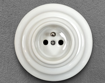 Unterputz-Steckdose französische Steckdose aus Porzellan Loft Retro elektrisch Unterputz Vintage Cottage Keramik weiß