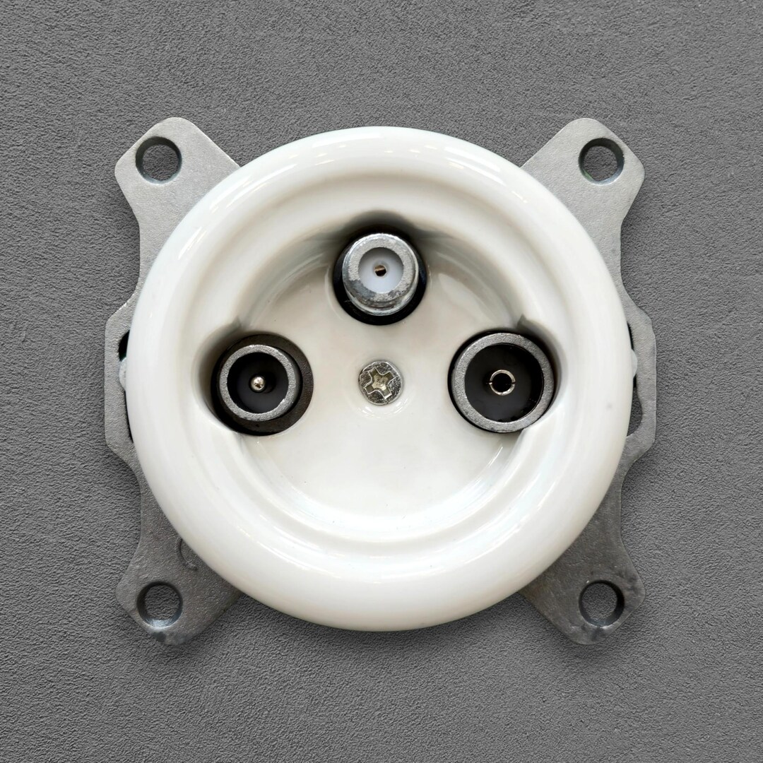 Tv Socket Insert White Porcelain TV/SAT Power Socket Insert, Vintage Style Flush Mount ...
