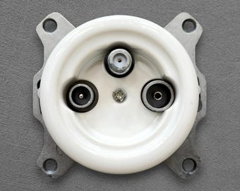 TV SAT Koaxialuttag Insats Retro Vitt Porslin Keramik Vägguttag Infälld Montering Antennkabel Anslutning Kärna Reservdel