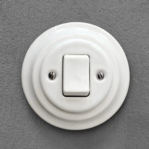 Light Switch Porcelain Loft Retro Button Switch Fat Key Crossing Intermediate Flush Mounted Vintage Cottage Ceramic Home Decor White