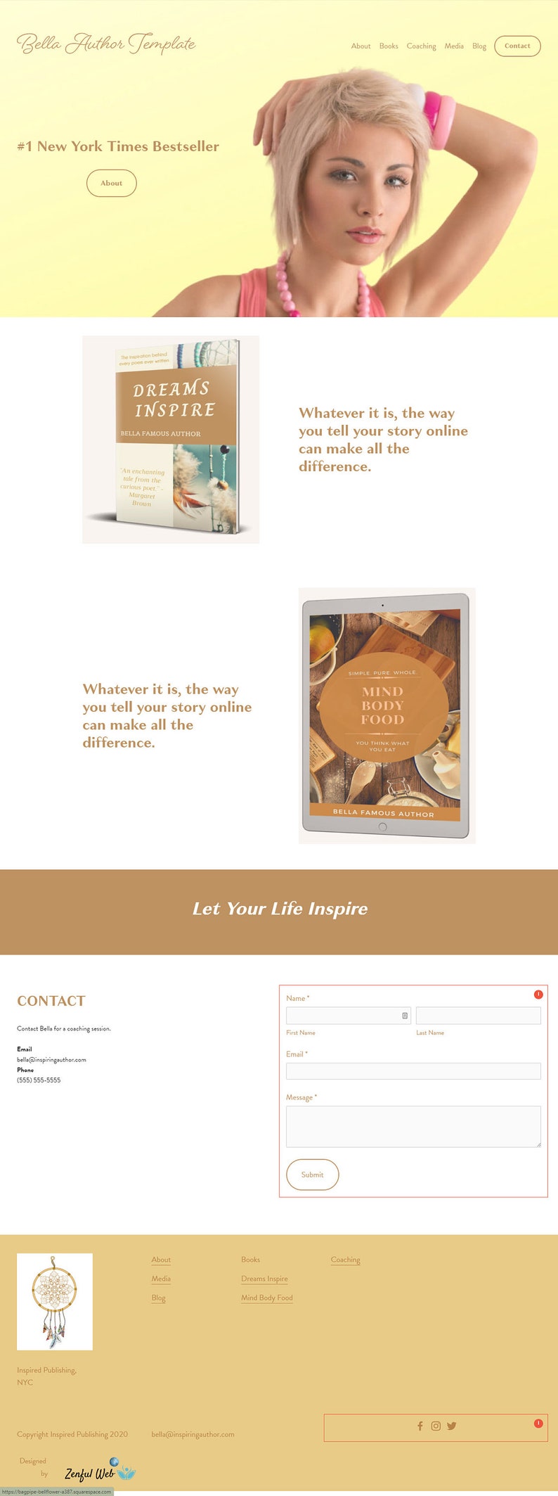 Squarespace Bella Author Template Etsy