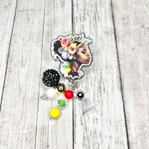 Beautiful black woman badge reel, Black Lives Matter badge reel, nurse badge reel, medical assistant badge reel, ID holder, badge holder