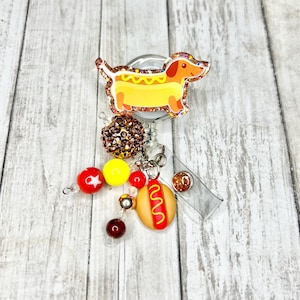 Bobine de badge Weinerdog, enrouleur de badge du 4 juillet, enrouleur de badge d'infirmière de hot-dog teckel et enrouleur de badge de personnage