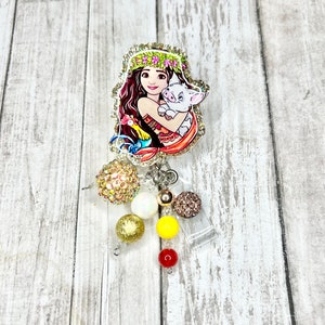 Disney Princess badge reel, Princess Moana badge reel, nurse badge reel, medical assistant badge reel, ID holder, badge holder