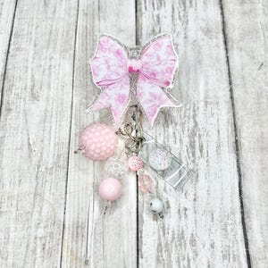 Coquette Floral Bow Badge Reel: Pink ID Holder