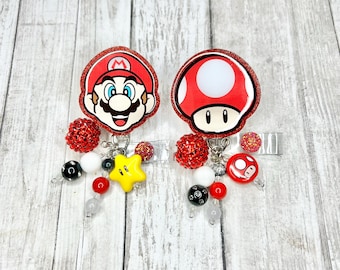 Mario Pilz Badge Reel: Roter Glitzer Ausweishalter