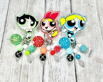 Porta credenciales de las Chicas Puff, lindo porta credenciales de las Chicas Puff, porta credenciales de enfermera, porta credenciales de asistente médico, porta identificación, porta credenciales