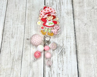 Strawberry girl badge reel, cute strawberry girl badge reel, nurse badge reel, medical assistant badge reel, ID holder, badge holder