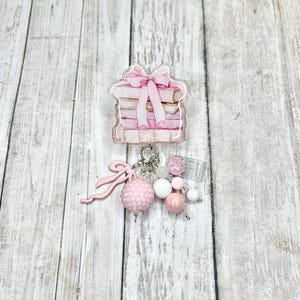 Coquette Pink Books Badge Reel, Nurse ID Holder