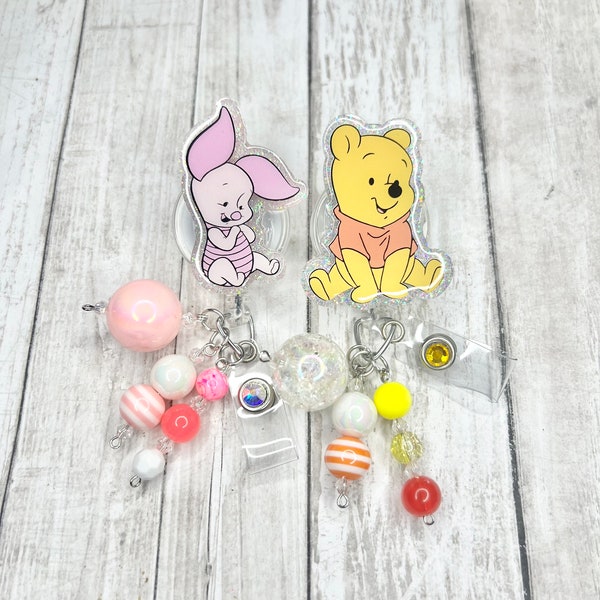 Winnie the Pooh badge reel, Piglet and Pooh badge reel, nurse badge reel, medical assistant badge reel, ID holder, badge holder