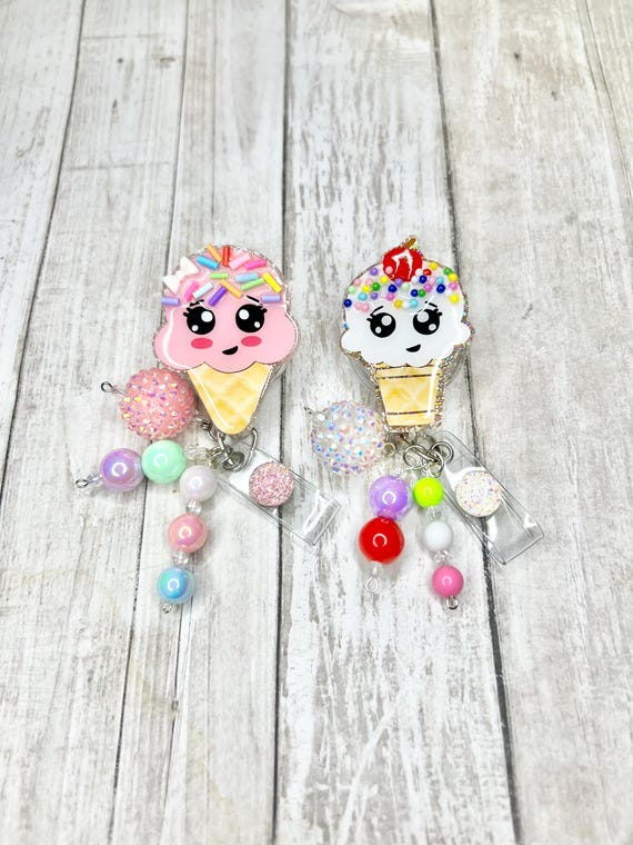 Ice cream cone badge reel, cute ice cream with sprinkles badge reel, nurse badge reel, summer badge reel