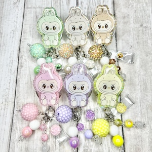 Labubu monsters badge reel, cute labubu badge reel, monster nurse badge reel, medical assistant badge reel, ID holder, badge holder