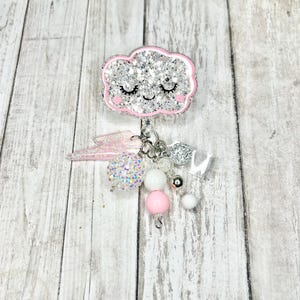 Cute cloud badge reel, Summer badge reel, pink nurse badge reel, medical assistant badge reel, ID holder, badge holder