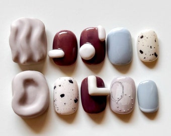 Gelato Nails Press-On Nails | Reusable Handmade Nails | Korean Aesthetic Nail Art | Short Fake Nails | Japanese Press ons