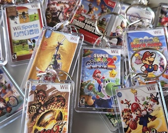 Nintendo Wii Game Art Video Game Keychain | Chain | Hanger | Pendent (2- Sided Front and Back) for backpack travel bag purse lanyard keyring