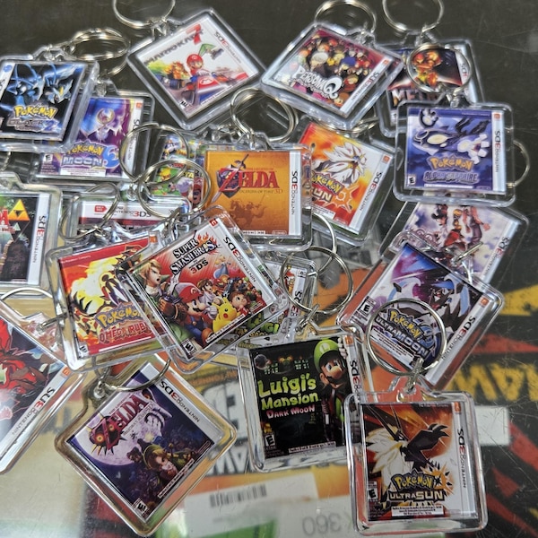 Nintendo 3DS N3DS Game Art Video Game Keychain | Chain | Hanger | Pendent (2-Sided Front and Back) for backpack travel bag purse lanyard