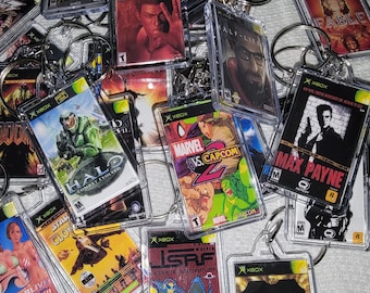 OG Xbox Game Art Video Game Keychain | Chain | Hanger | Pendent (2- Sided Front and Back) for backpack travel bag purse lanyard keyring