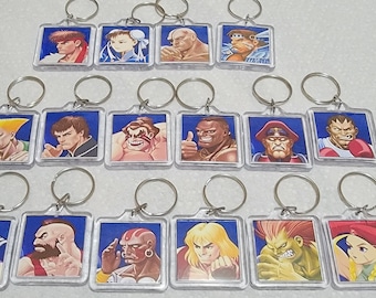 HD Street Fighter II Character Art Select Video Game Keychain | Chain | Hanger | Pendent (2-Sided Front and Back) backpack travel bag purse