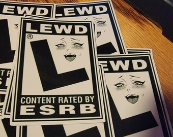 3" Rated L for Lewd stickers Vinyl Waterproof Funny Gag Joke Gift Anime Ahogao